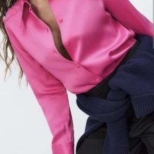 Zara Satin Effects Pink Blouse NWT